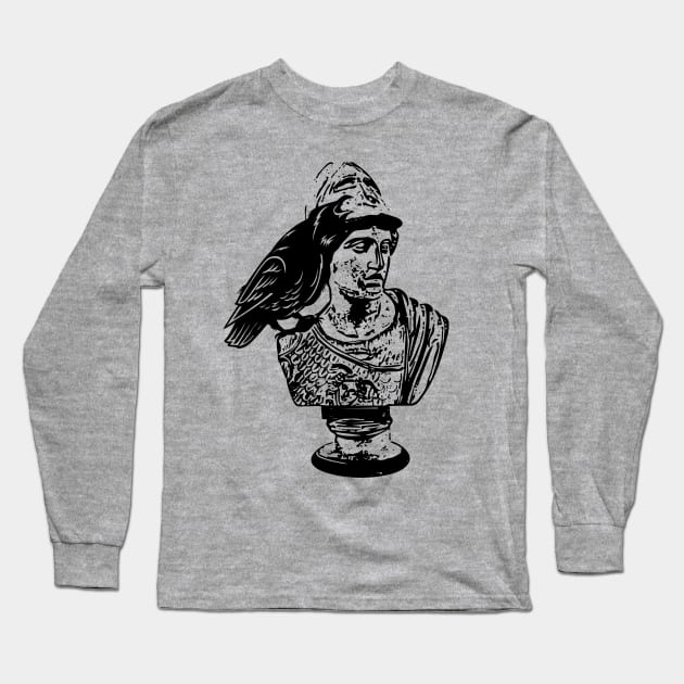 Raven Crow - Bust Of Goddess Pallas Athena 1 Long Sleeve T-Shirt by EDDArt